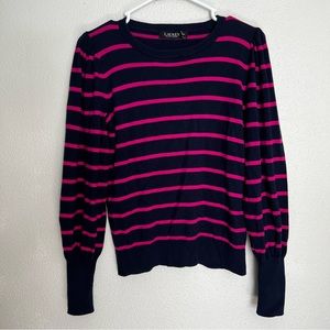 Lauren Ralph Lauren Navy and pink striped Sweater size medium